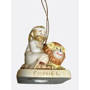 Vintage Daniel and Lion Ceramic Religious Ornament Figurine 1991